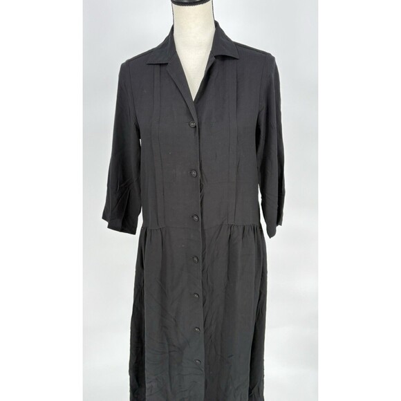 Ines De‎ La Fressange x Uniqlo Dress X Small Womens Black Button Shirt Midi - Picture 3 of 8